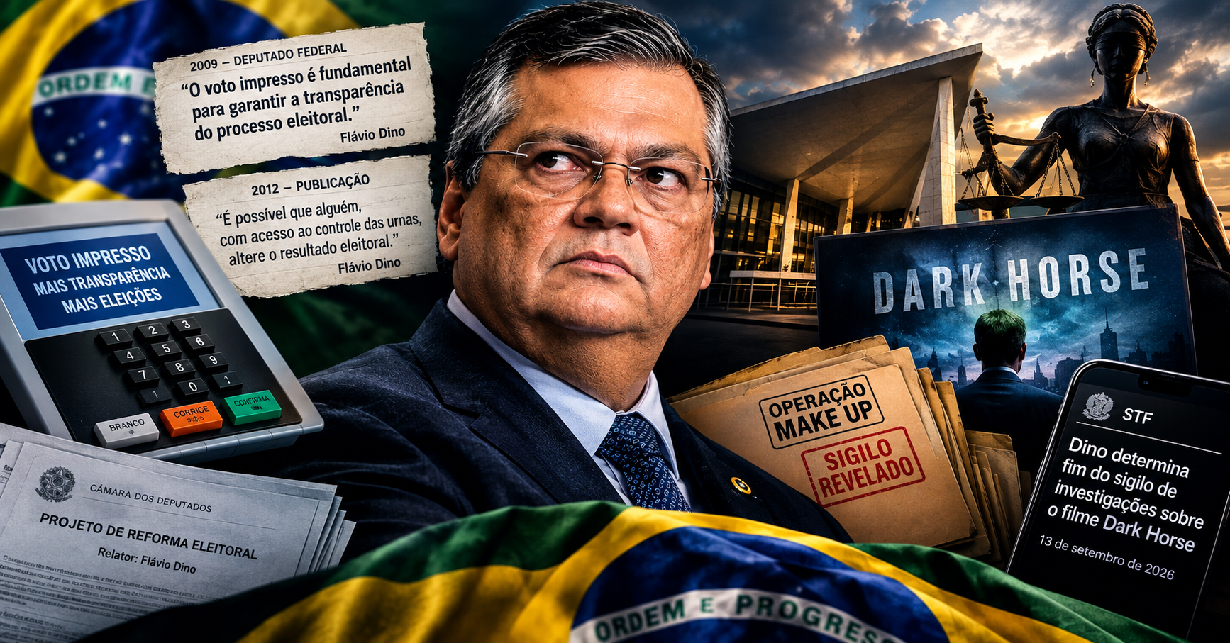 FLÁVIO DINO: DA DEFESA DA AUDITORIA DAS URNAS À GUERRA DO DARK HORSE — ONDE FICOU A COERÊNCIA?