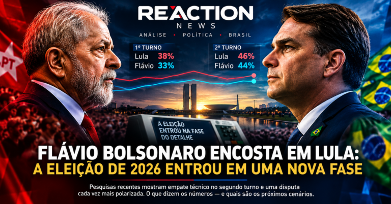 Flávio Bolsonaro encosta em Lula: a eleição de 2026 mudou de patamar